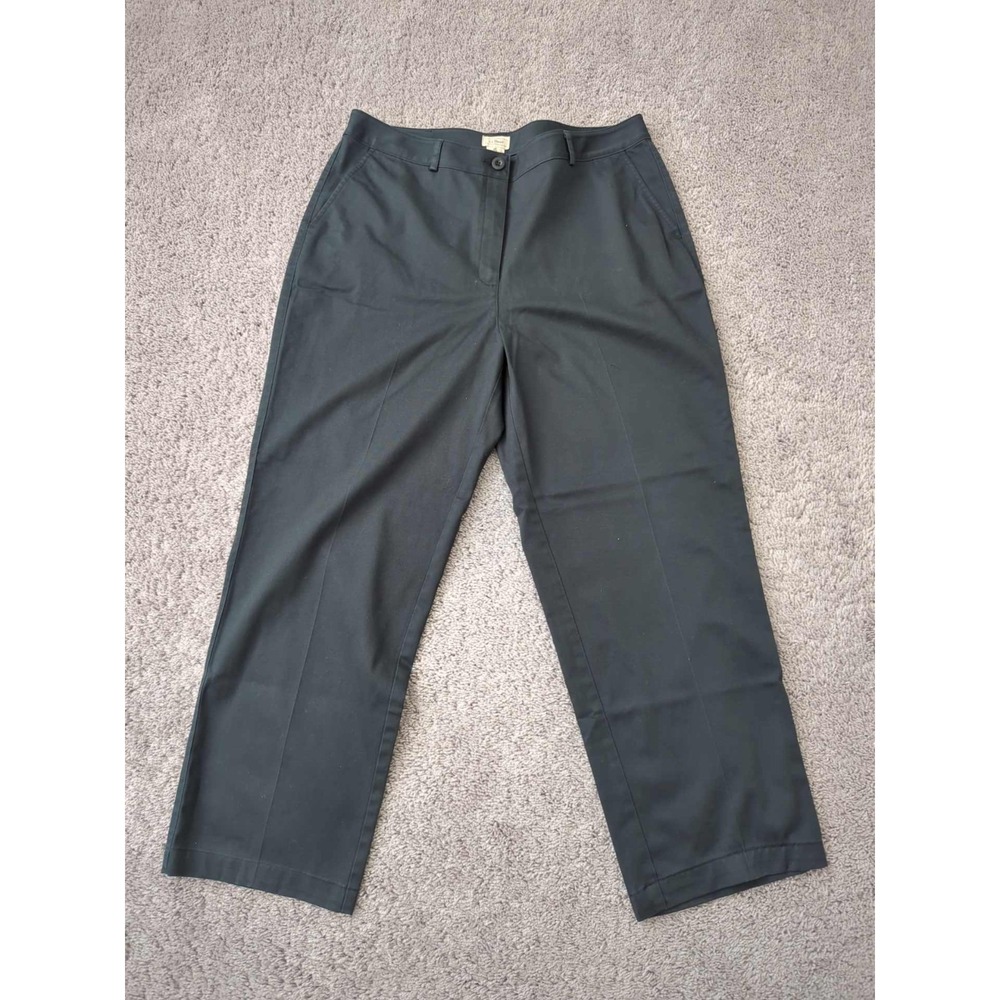 LL Bean Pants Womens 16 Black High Rise Straight Trouser Stretch Office Work‎